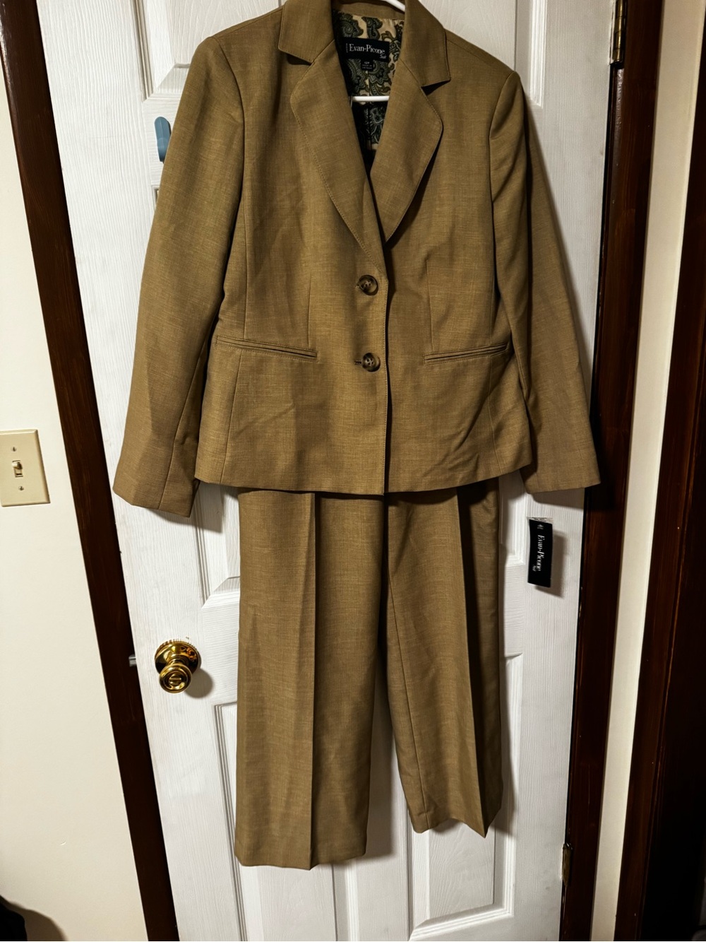 Evan Picone Tan Women's Two-Piece Suit Jacket & Pants
